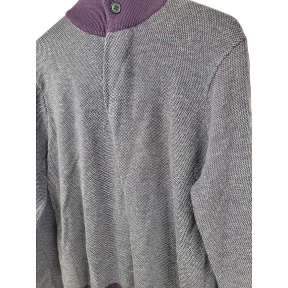 Toscano Men's 1/4 Zip Plum Purple Gray Heather Merino Wool Blend Sweater - Picture 4 of 7
